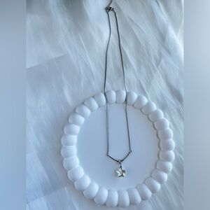 Knot design star shape fresh water pearl necklace